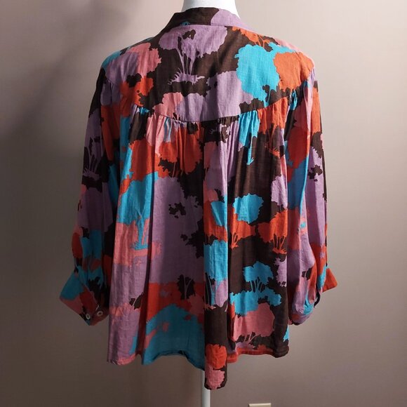 Anthropologie  Porridge Floral Puff Sleeve Button Down Top Size 1X NWOT - Picture 4 of 8